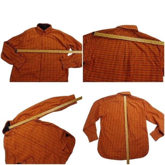 Tommy Hilfiger Button Down Long Sleeve Shirt Mens Sz L Orange Windowpane - Picture 12 of 16
